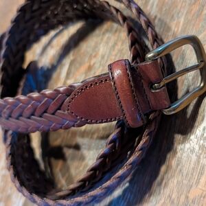Brown Leather Braided Belt